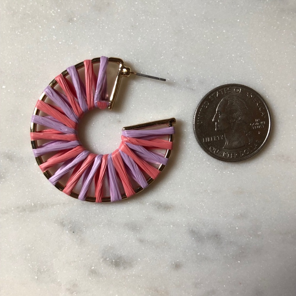 Raffia Style Gold Plated Hoops - Picture 2 of 4